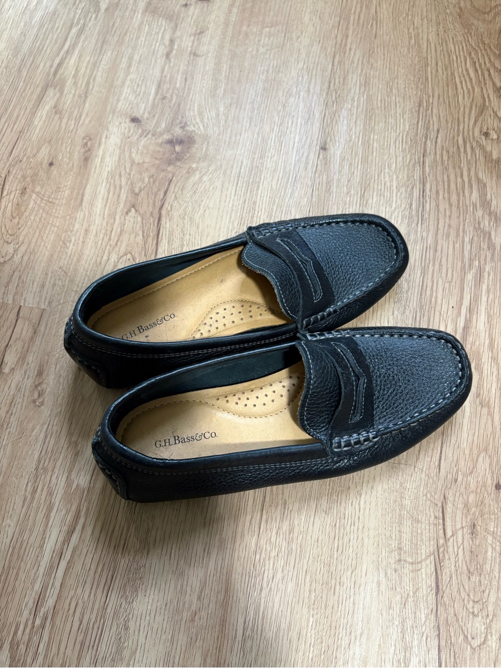 G.H. Bass & Co. Black Pebbled Leather Penny Loafers